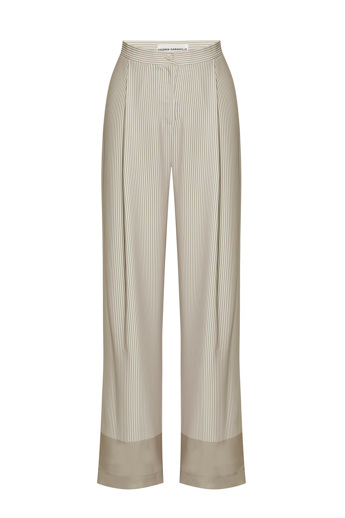 Beige Striped Marlow Pants