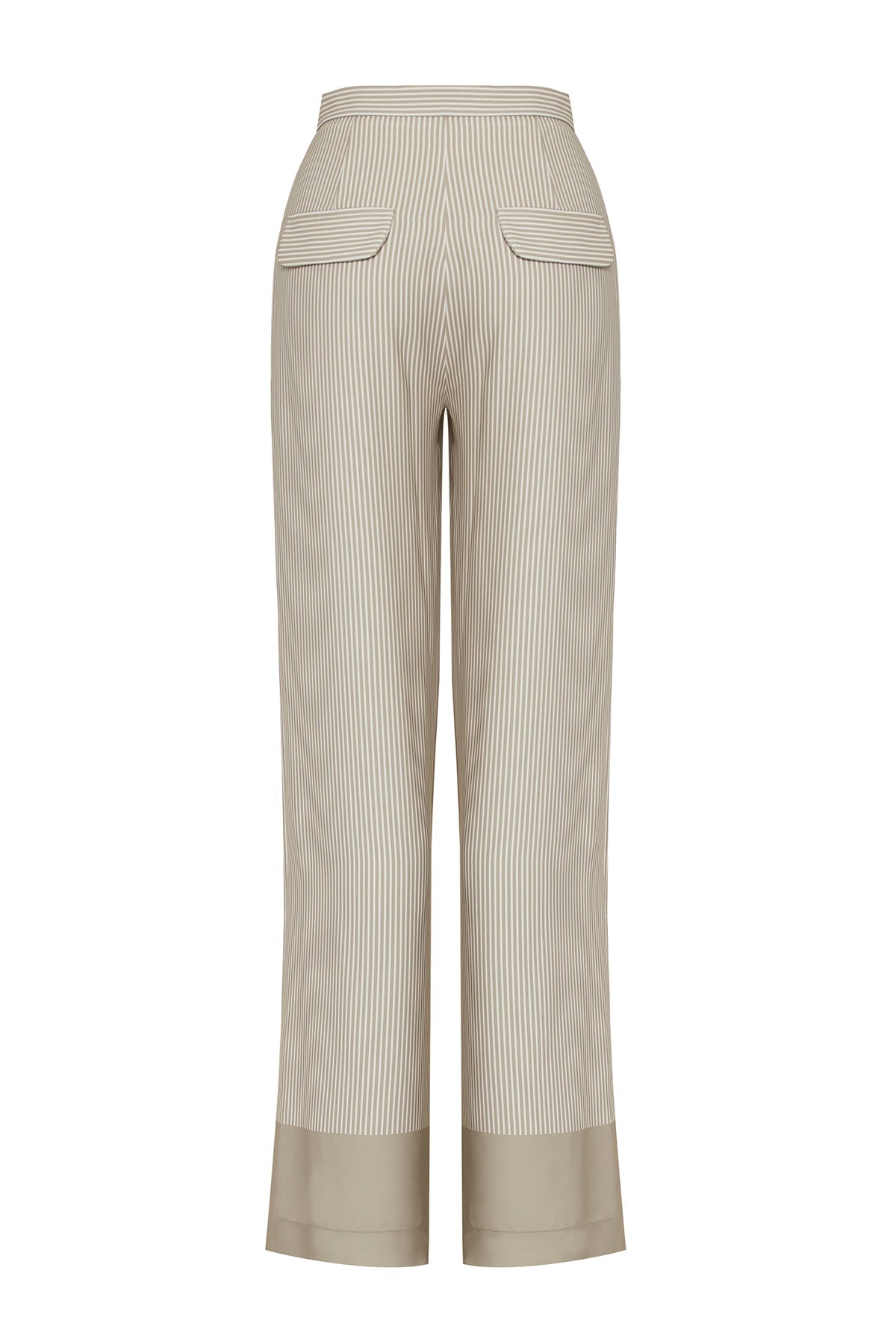 Beige Striped Marlow Pants